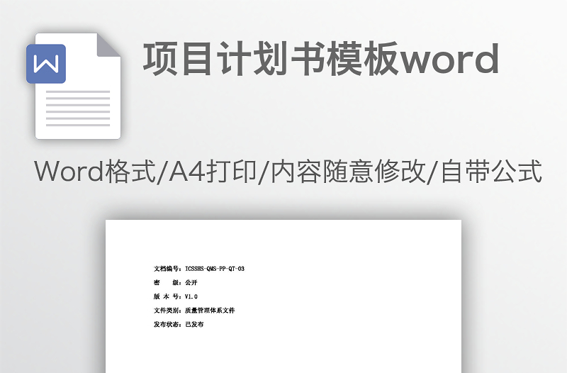 項目計劃書模板word