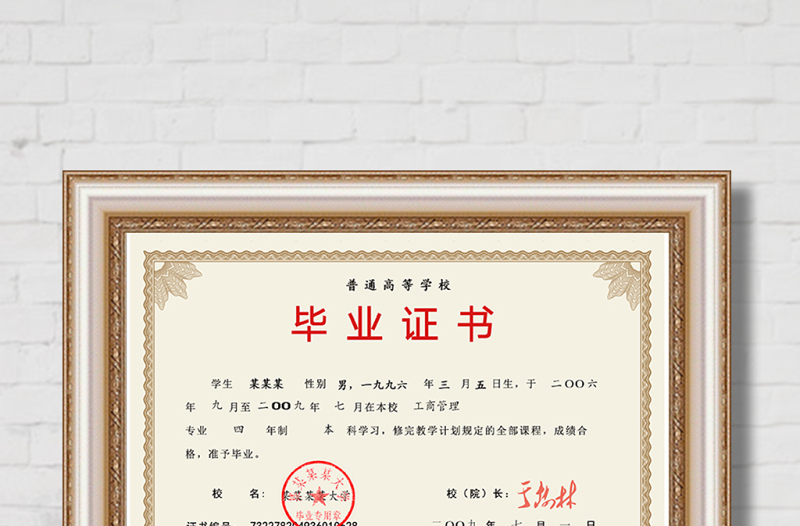大學(xué)畢業(yè)證書模板