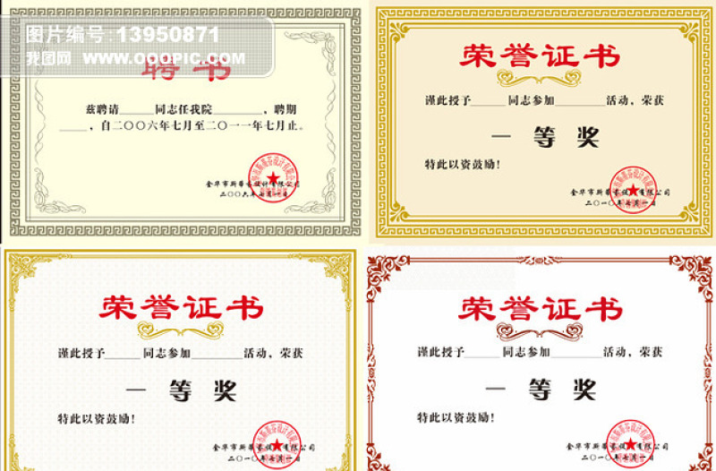 榮譽(yù)證書(shū)獎(jiǎng)狀聘書(shū)精美花邊通用模板源...