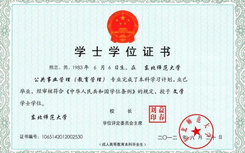 學士學位證書圖片