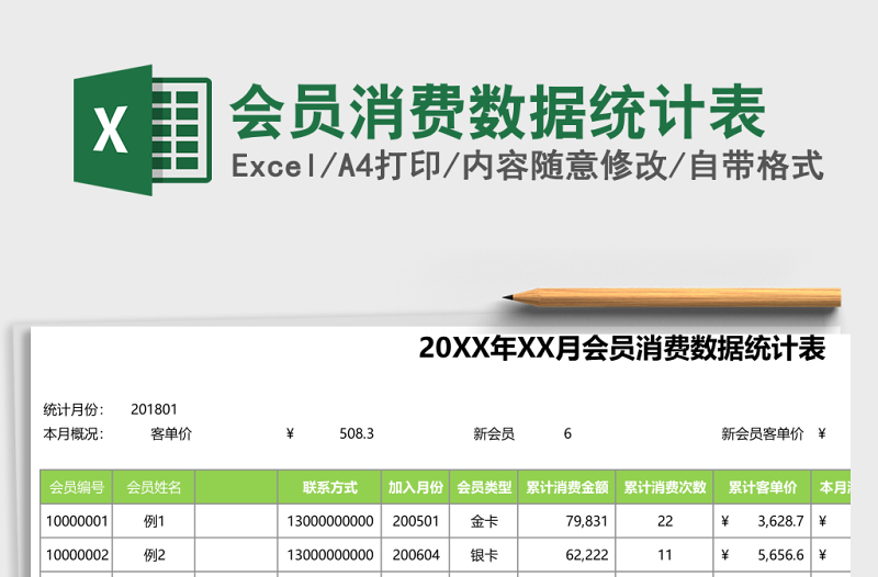 會(huì)員消費(fèi)數(shù)據(jù)統(tǒng)計(jì)表excel模板