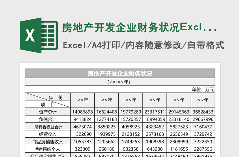 房地產(chǎn)開發(fā)企業(yè)財務狀況Excle表格