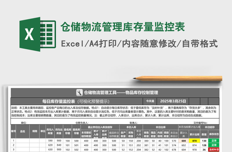 倉儲物流管理庫存量監控表