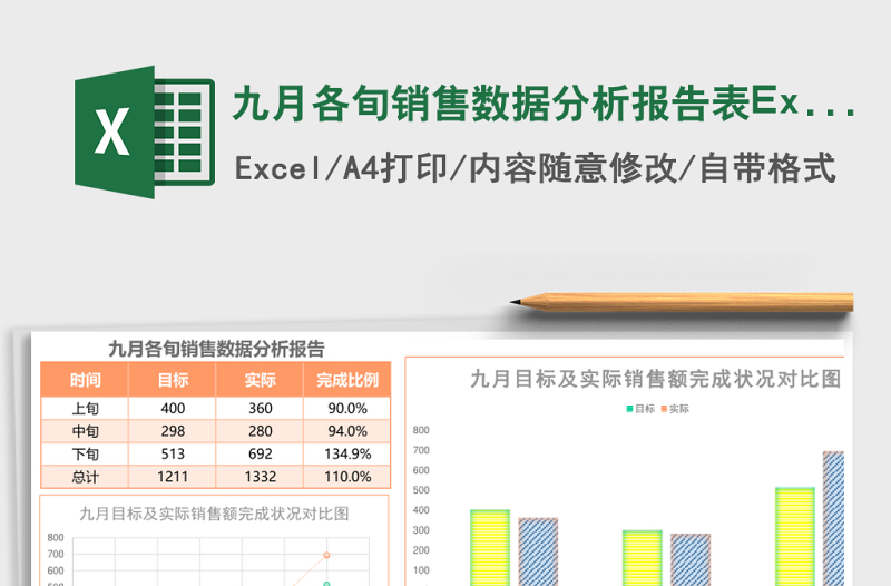 九月各旬銷售數(shù)據(jù)分析報(bào)告表Excel模板