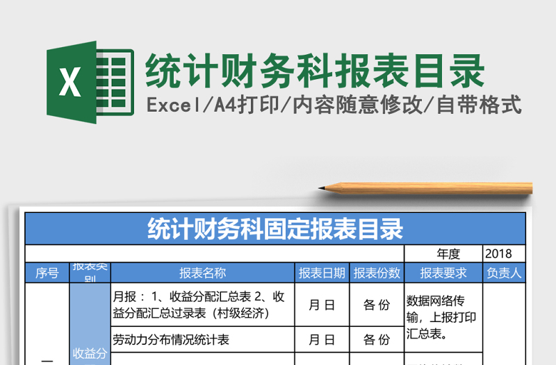 統(tǒng)計財務(wù)科報表目錄