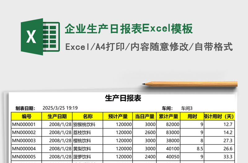 企業生產日報表Excel模板