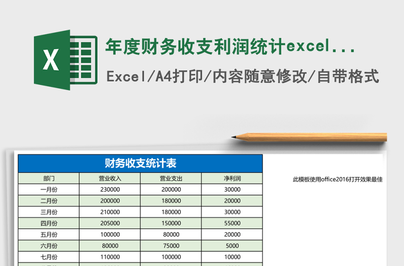 年度財(cái)務(wù)收支利潤統(tǒng)計(jì)excel表格模板