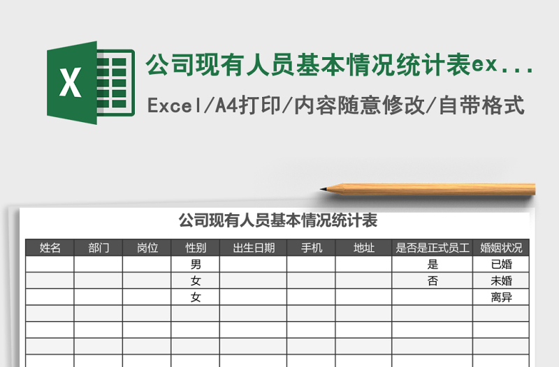 公司現(xiàn)有人員基本情況統(tǒng)計(jì)表excel模板
