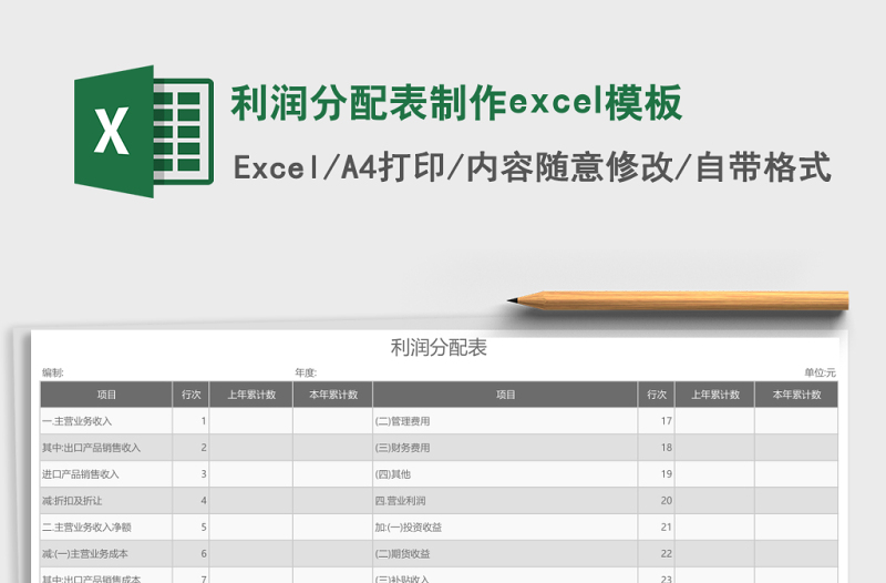 利潤分配表制作excel模板