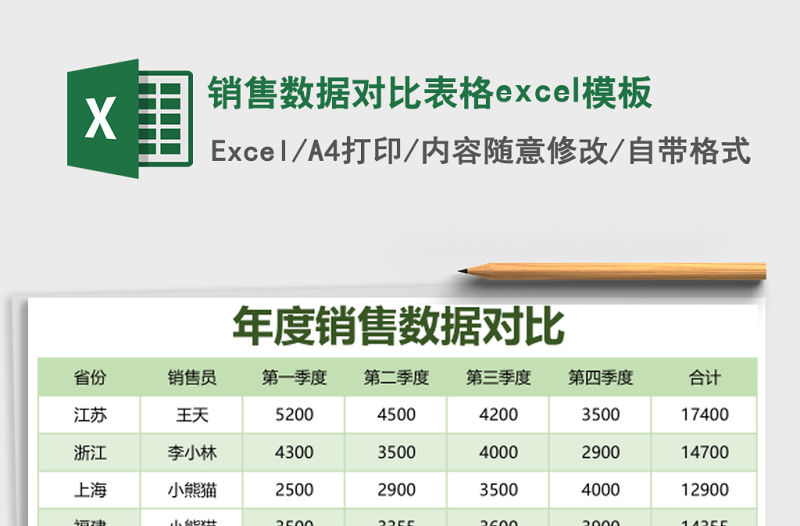 銷售數據對比表格excel模板