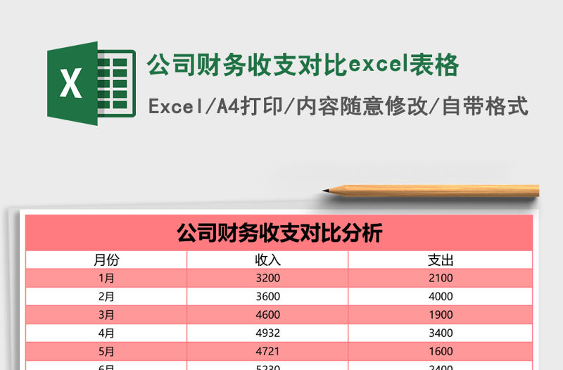 公司財務(wù)收支對比excel表格