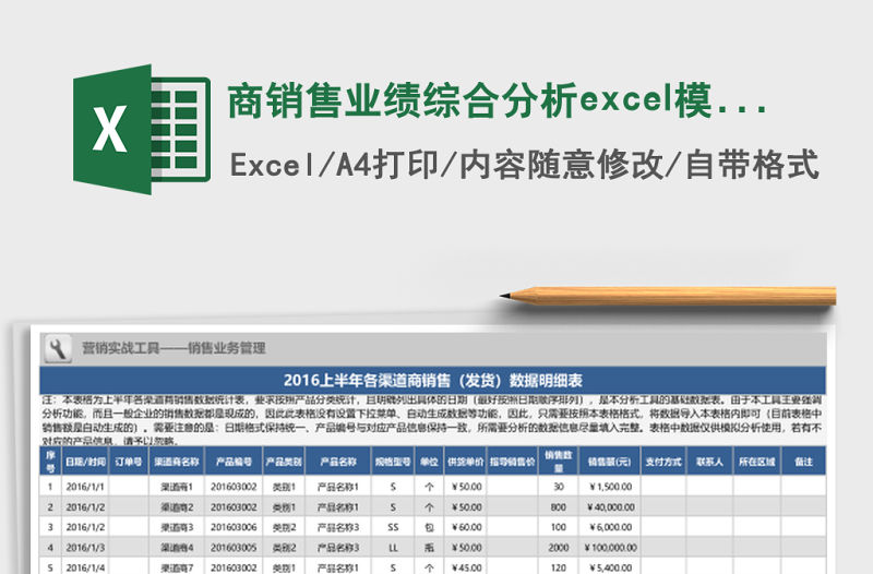 商銷售業績綜合分析excel模板