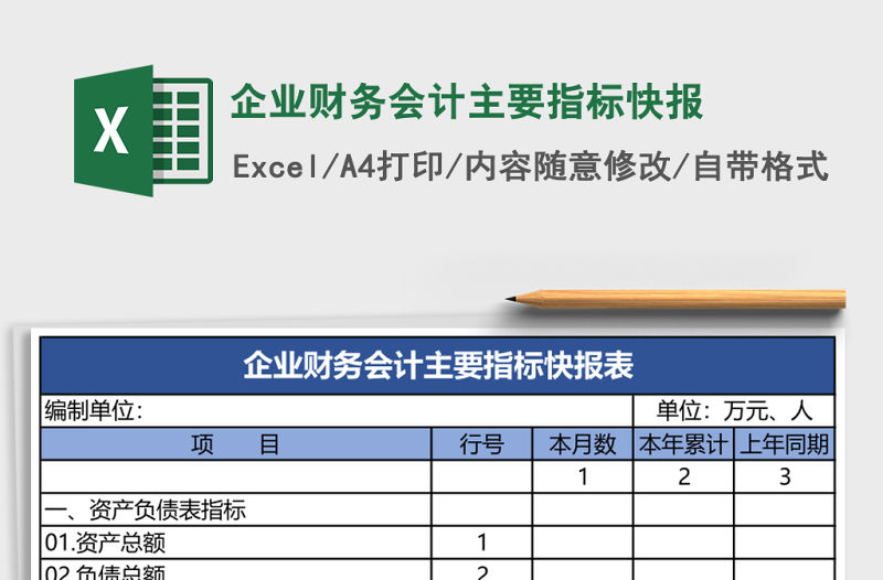 企業財務會計主要指標快報