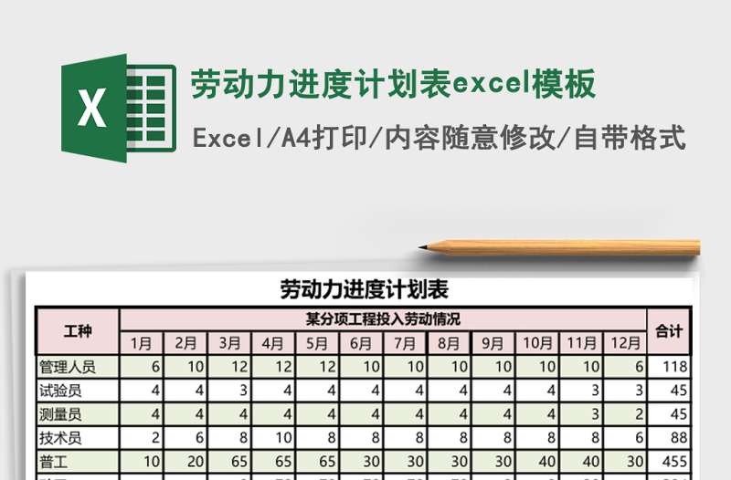 勞動力進度計劃表excel模板