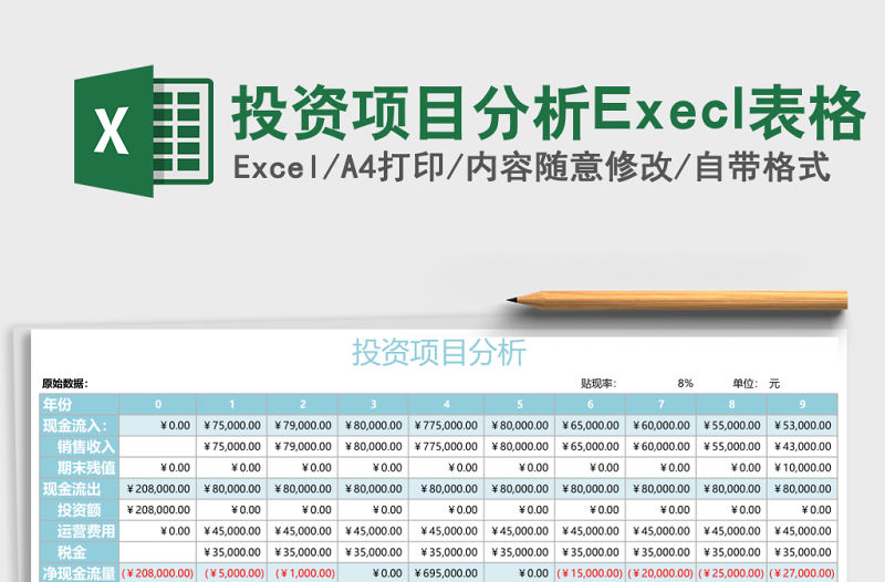 投資項目分析Execl表格
