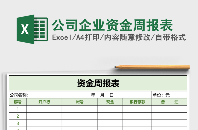 公司企業(yè)資金周報表
