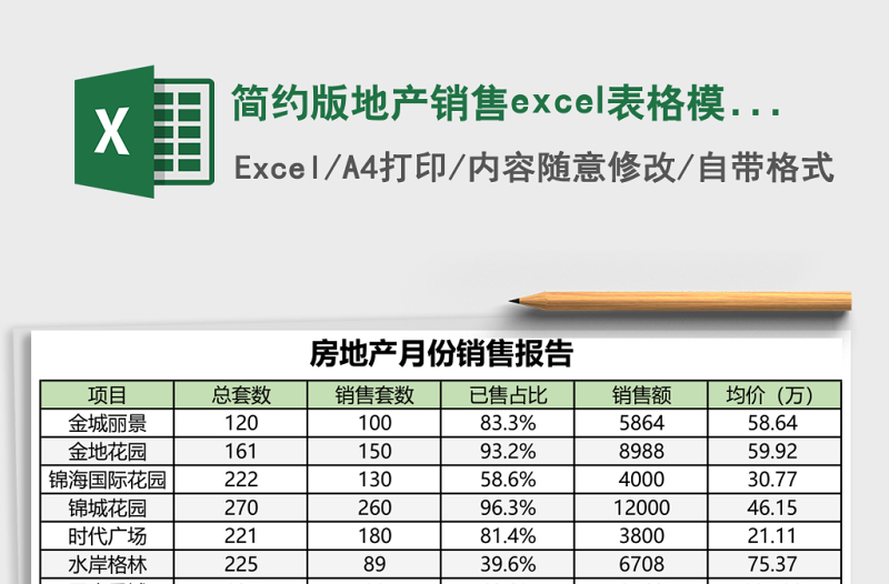 簡約版地產(chǎn)銷售excel表格模板