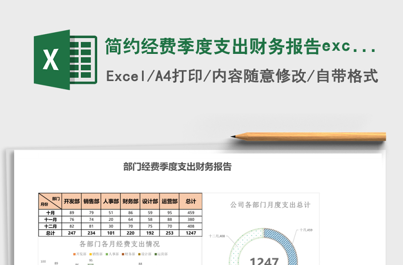 簡約經(jīng)費季度支出財務(wù)報告excel模板