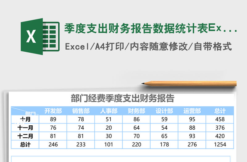 季度支出財務報告數據統計表Excel模板表格