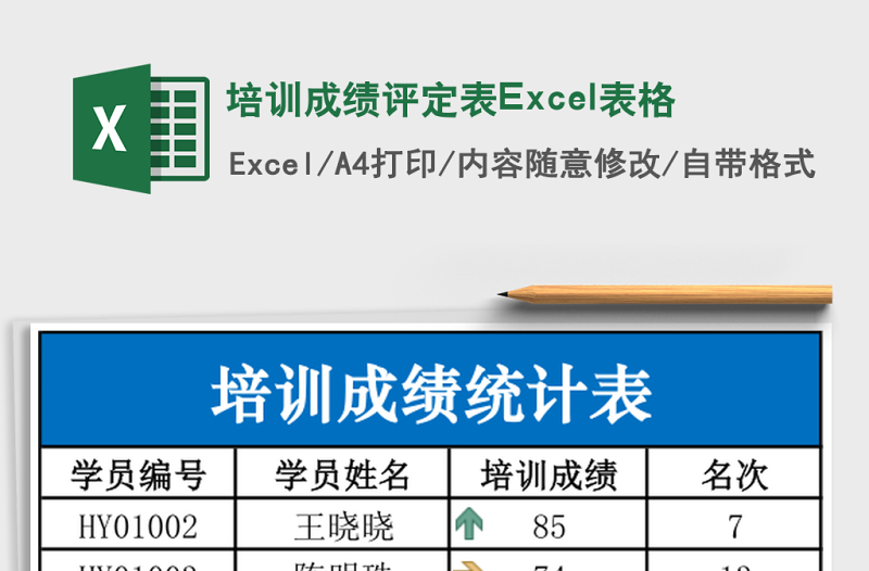 培訓(xùn)成績評定表Excel表格