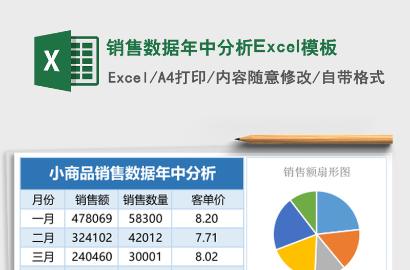 銷售數(shù)據(jù)年中分析Excel模板