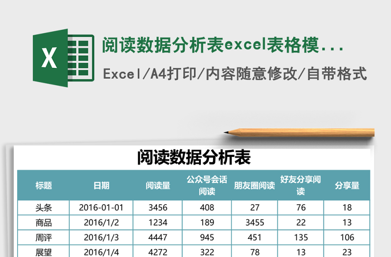 閱讀數(shù)據(jù)分析表excel表格模板