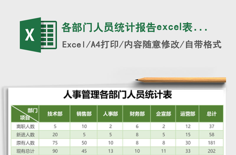 各部門人員統計報告excel表格