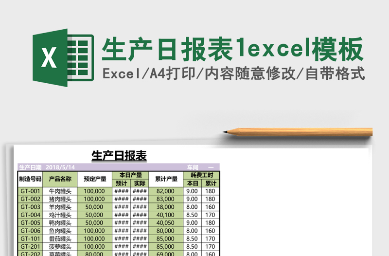 生產(chǎn)日報表1excel模板