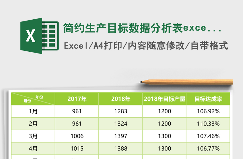 簡約生產(chǎn)目標(biāo)數(shù)據(jù)分析表excel模板