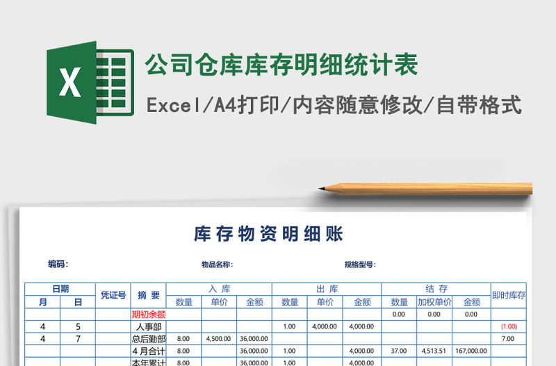 公司倉庫庫存明細統計表