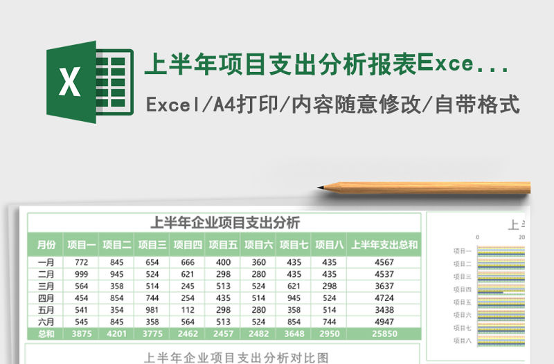 上半年項(xiàng)目支出分析報(bào)表Excel模板