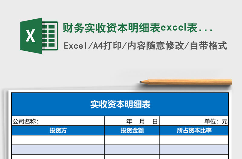 財務實收資本明細表excel表格模板