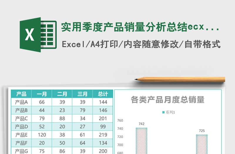 實用季度產(chǎn)品銷量分析總結(jié)ecxel模板