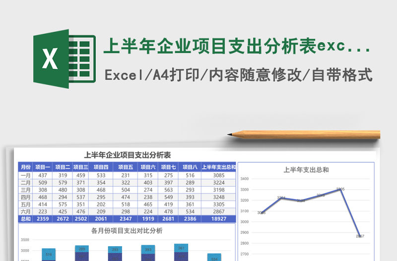 上半年企業項目支出分析表excel模板