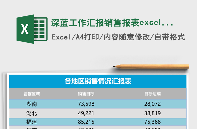 深藍(lán)工作匯報(bào)銷售報(bào)表excel表格模板