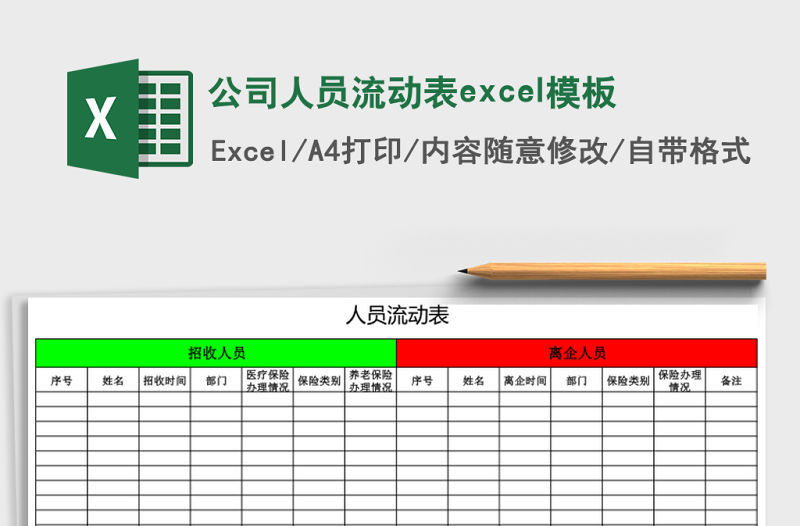 公司人員流動表excel模板