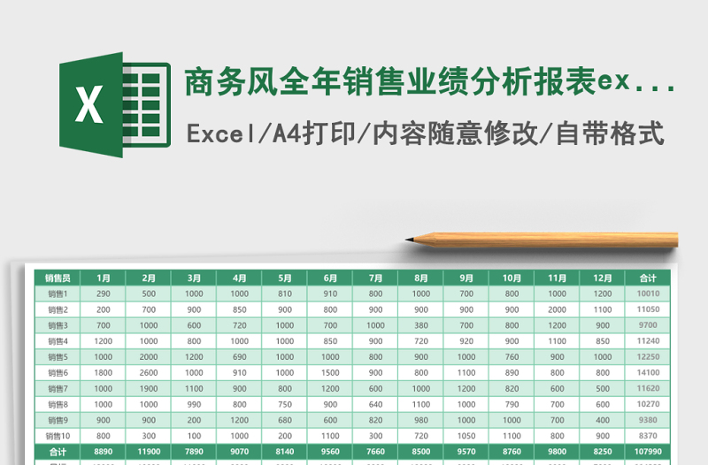 商務(wù)風(fēng)全年銷售業(yè)績分析報(bào)表excel模板