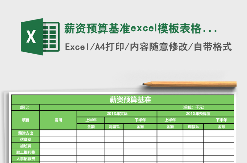 薪資預算基準excel模板表格模板