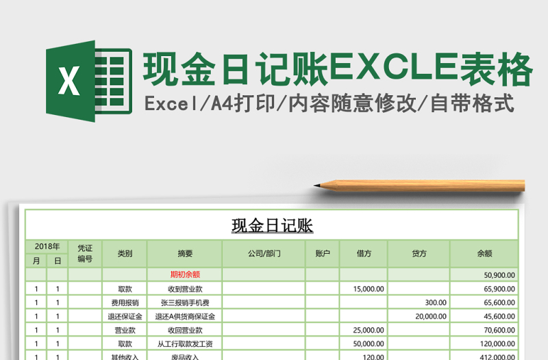 現(xiàn)金日記賬EXCLE表格