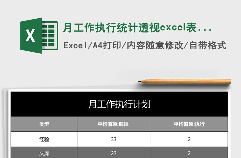 月工作執(zhí)行統(tǒng)計(jì)透視excel表模板