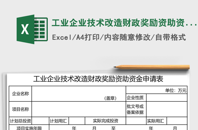 工業(yè)企業(yè)技術(shù)改造財政獎勵資助資金申請表excel模板