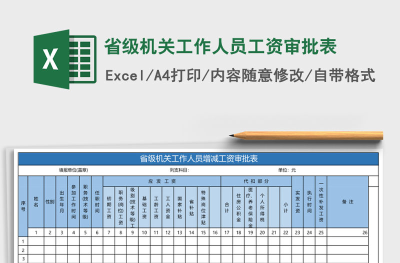 省級機關工作人員工資審批表