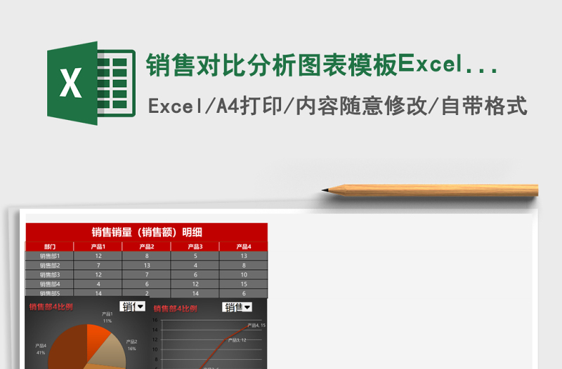 銷售對(duì)比分析圖表模板Excel模板表格