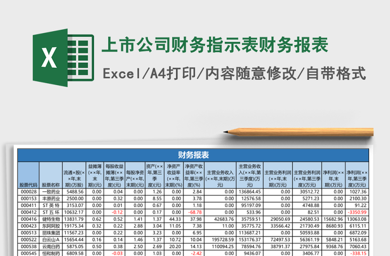 上市公司財(cái)務(wù)指示表財(cái)務(wù)報(bào)表