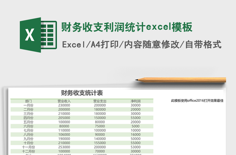 財務(wù)收支利潤統(tǒng)計excel模板