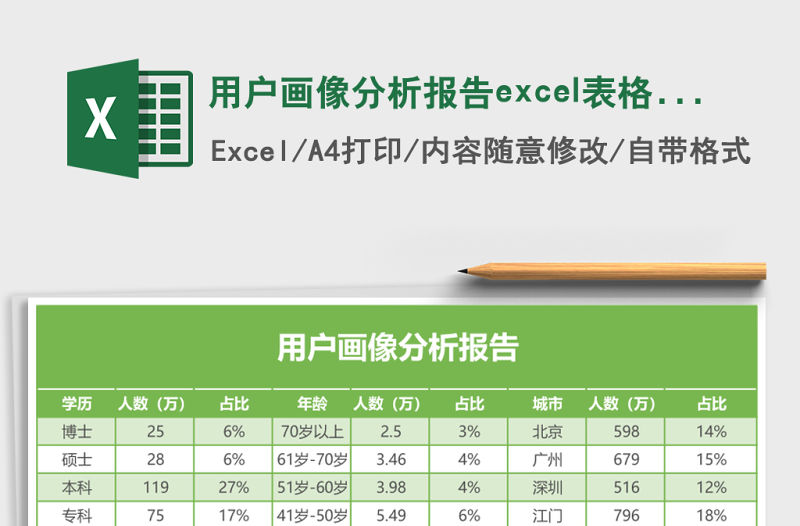 用戶畫像分析報告excel表格模板