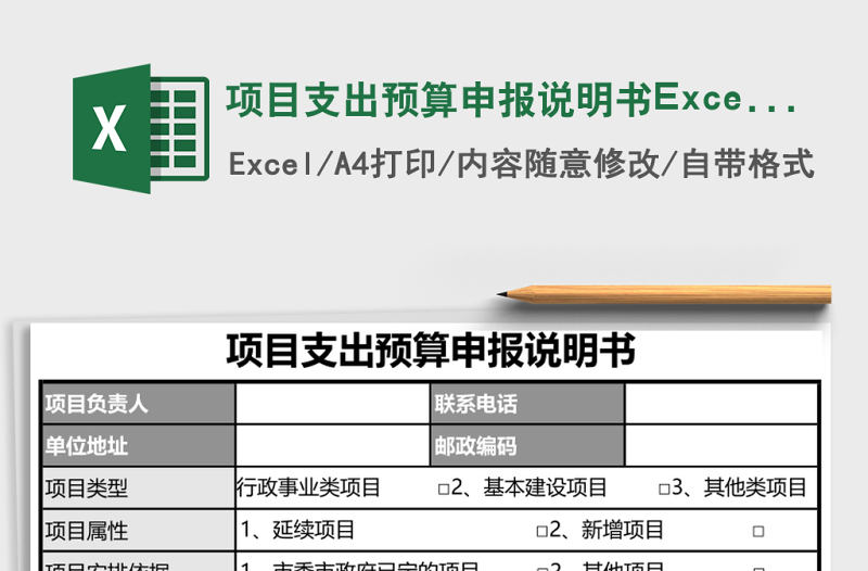 項目支出預(yù)算申報說明書Excel模板