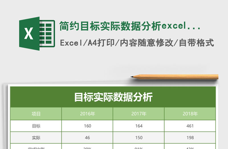 簡約目標實際數據分析excel模板
