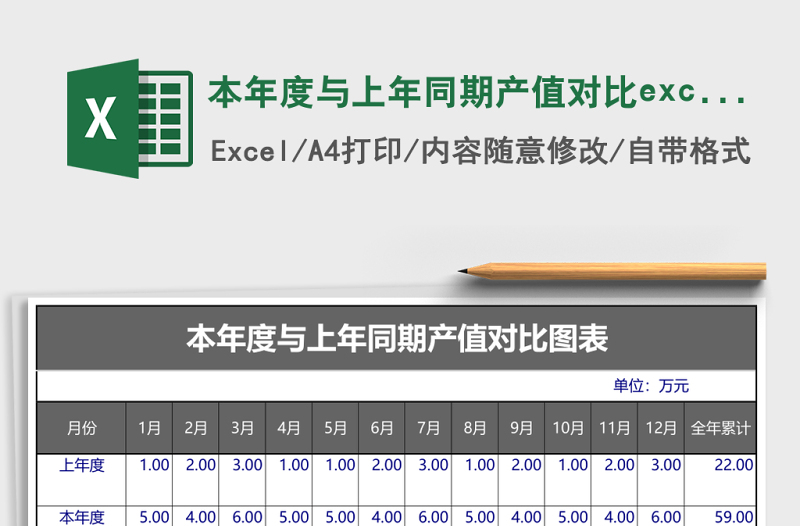 本年度與上年同期產(chǎn)值對(duì)比excel表格模