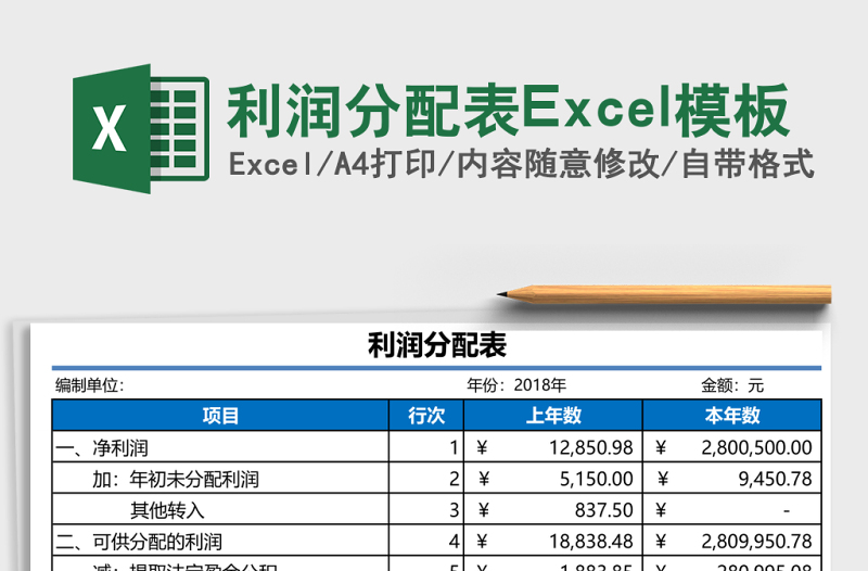 利潤(rùn)分配表Excel模板